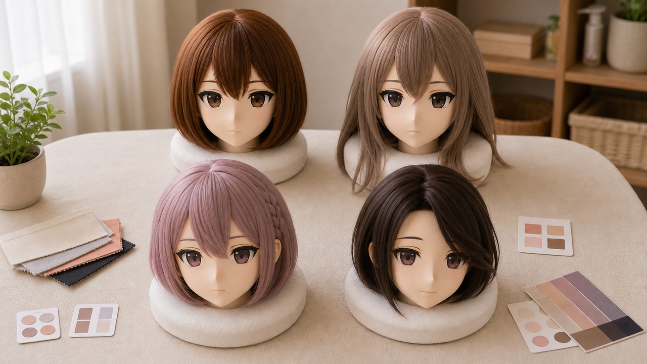 animegao 头壳下壳边、脸窗、假发压边和脖颈承接的结构观察图。